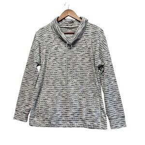 Talbots Pullover Womens LP Gray Stretch Cowl Neck UPF 50+ Zip Pockets Outdoor